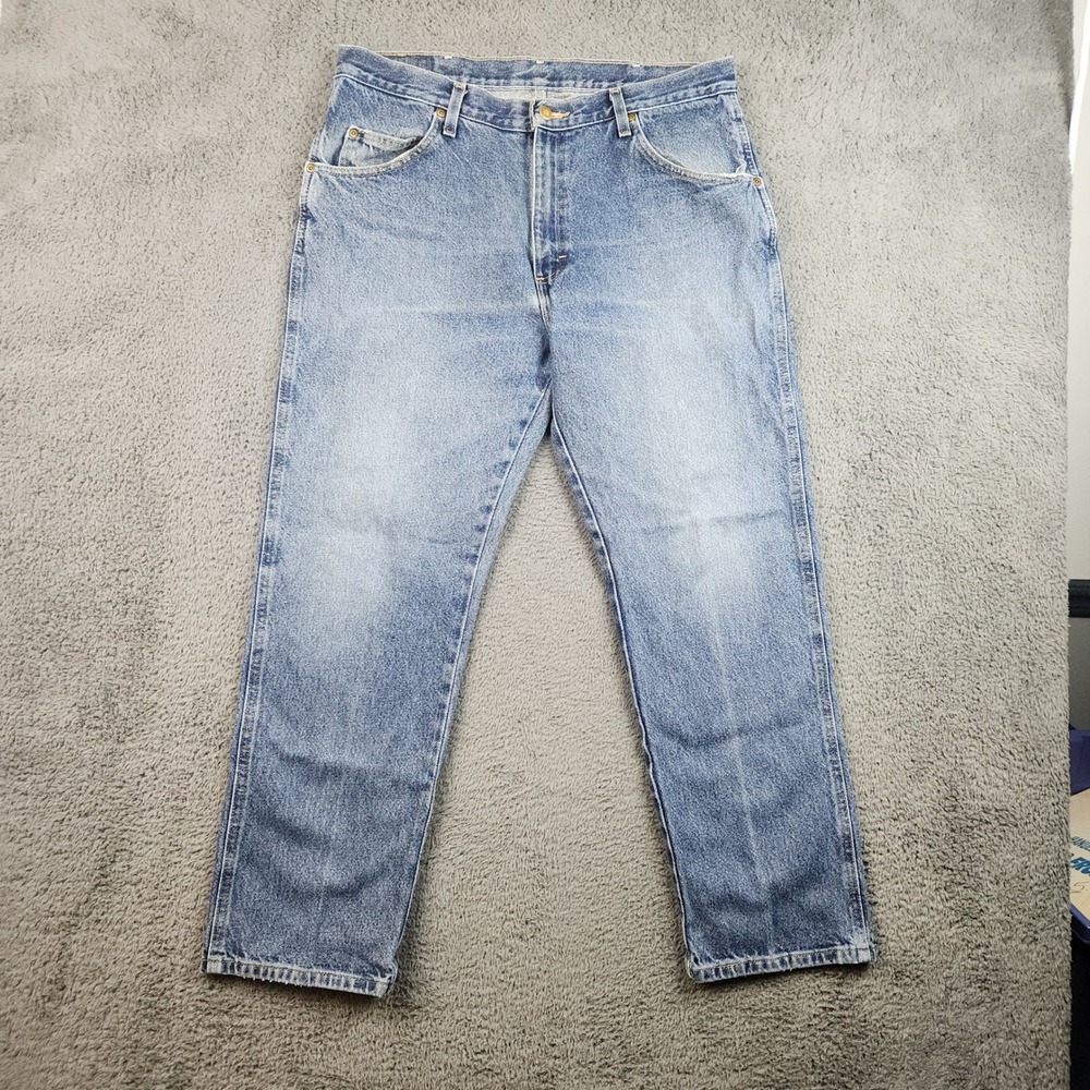 Wrangler Jeans Men W36 L30 Blue Mid Rise Regular Fit Faded Rodeo Cowboy Workwear